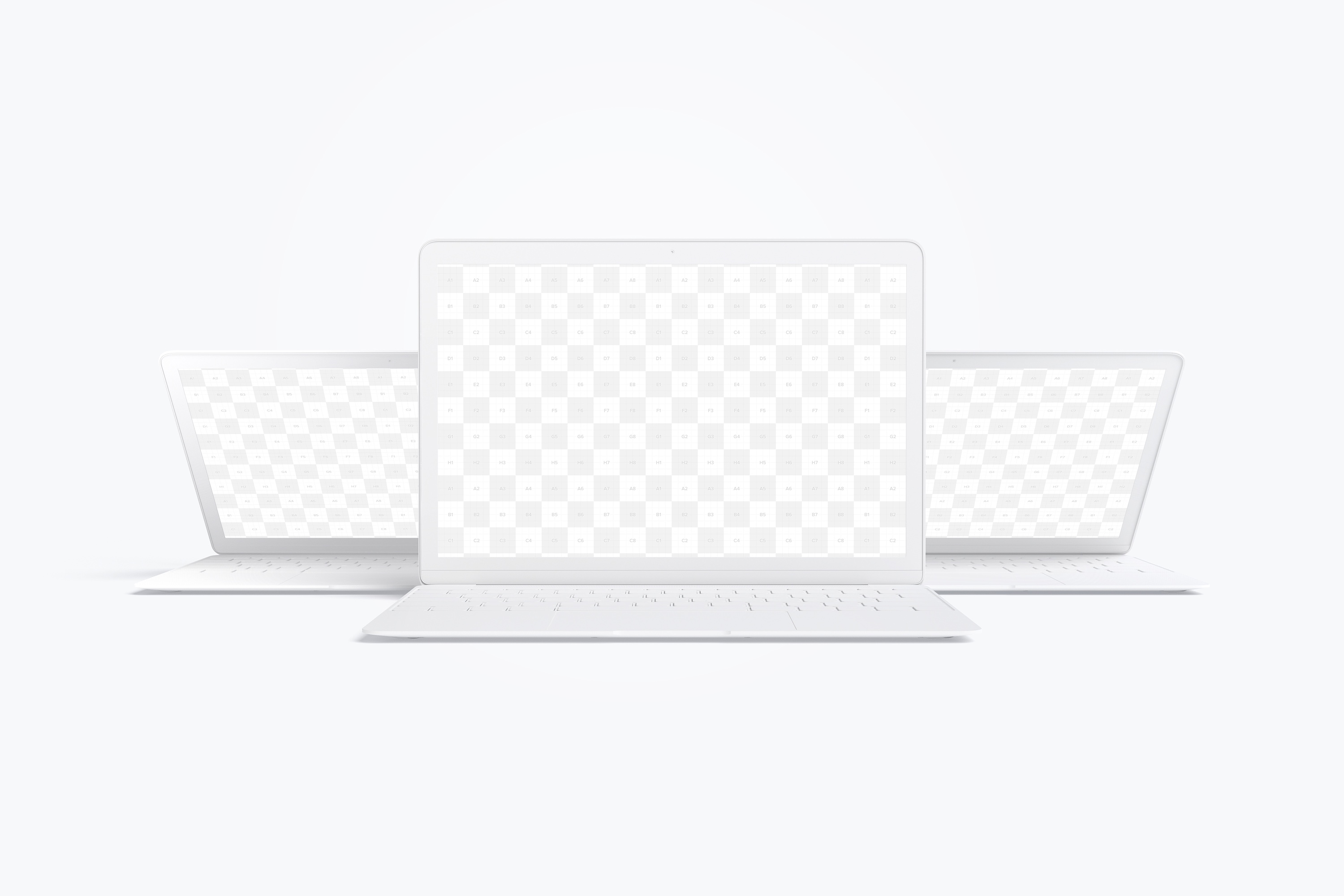 MacBook笔记本电脑多屏幕预览前视图样机03 Clay MacBook Mockup, Front View 03插图