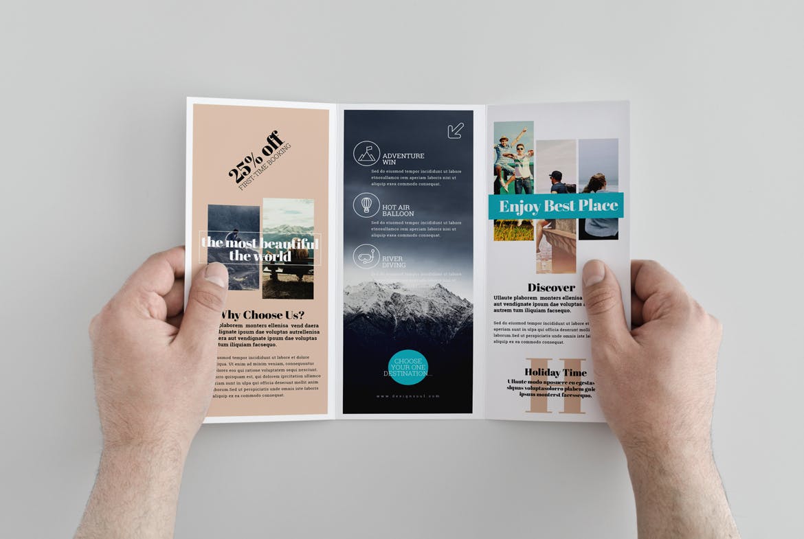 三折页旅游景点介绍宣传单设计模板 Trifold Brochure插图(3)