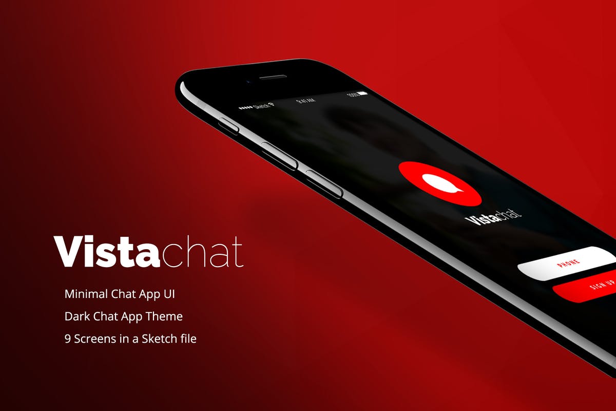极简主义风格即时聊天APP应用UI套件[Sketch] Vistachat Dark App UI sketch file插图