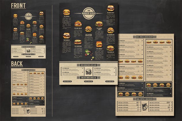 汉堡店点餐菜单设计模板 Burger Kiosk Menu插图1