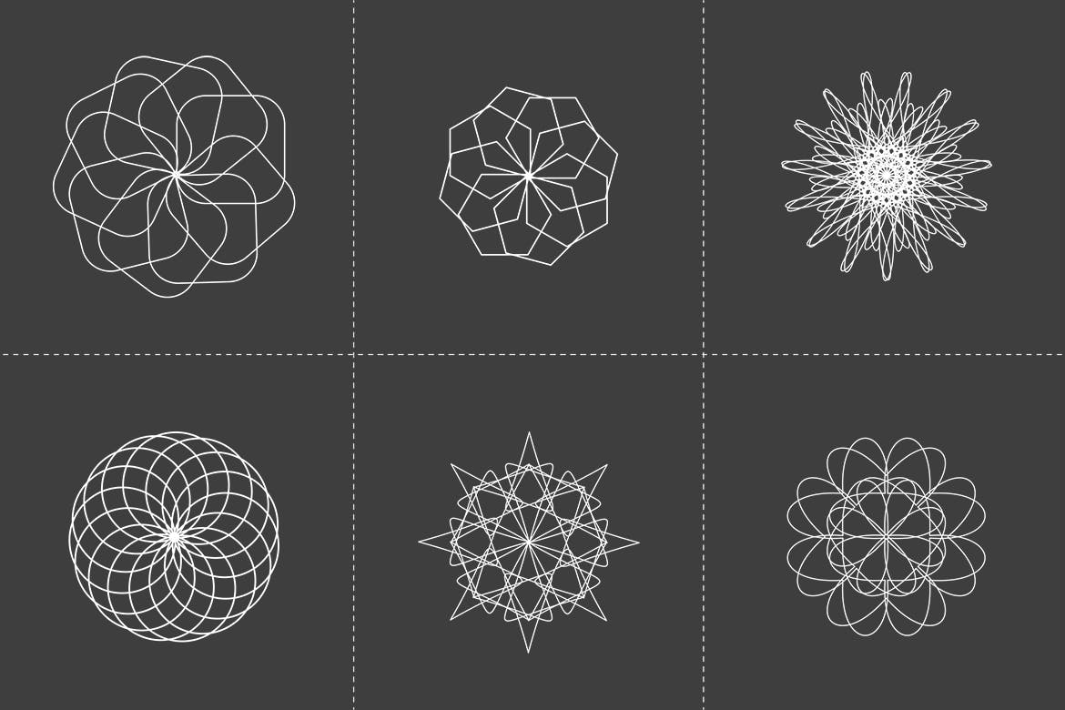 18个曼陀罗风格矢量几何图形素材 Spirographs插图1