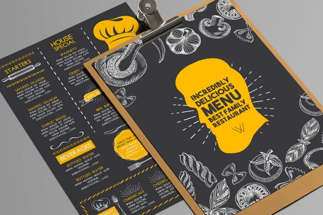 高端西餐厅黑板菜单设计模板 Food Menu Template插图(2)