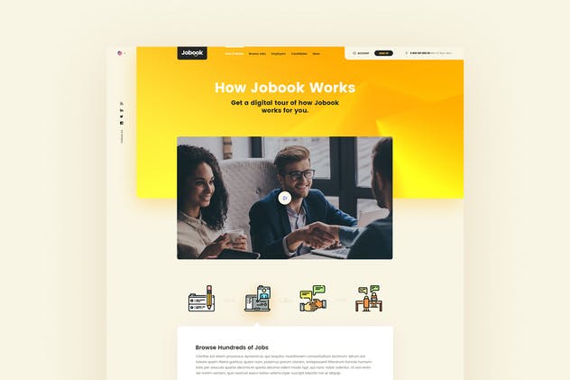 创意招聘网站设计PSD模板 Jobook – A Unique Job Board Website PSD Template插图(12)