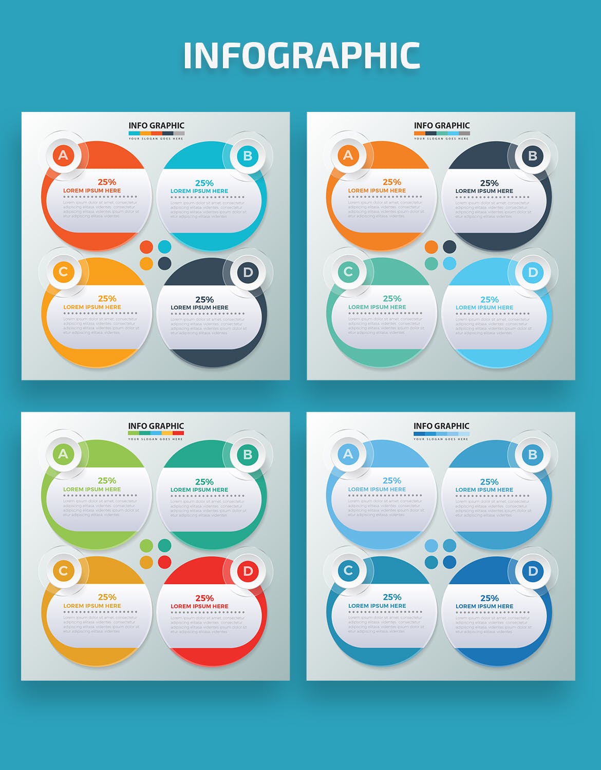 流程步骤圆形图形信息图表设计素材 Infographic Elements Design插图(1)