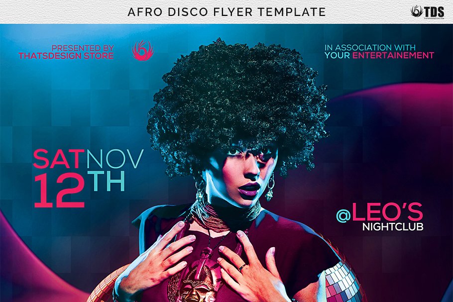 迪斯科音乐舞会派对传单模板 Afro Disco Flyer PSD插图(7)