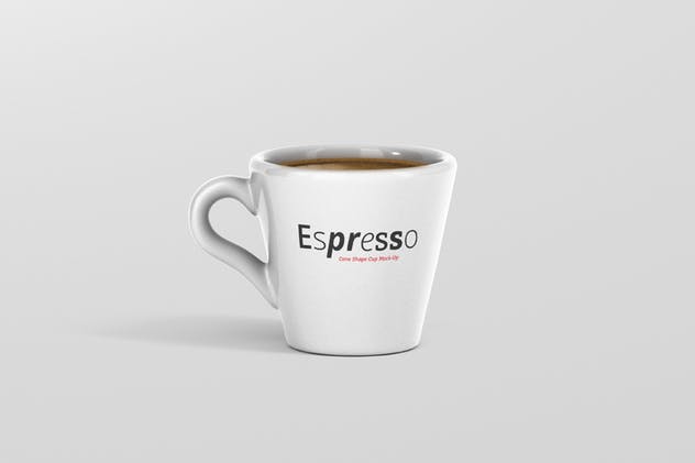 逼真咖啡杯马克杯样机模板 Espresso Cup Mockup – Cone Shape插图(10)