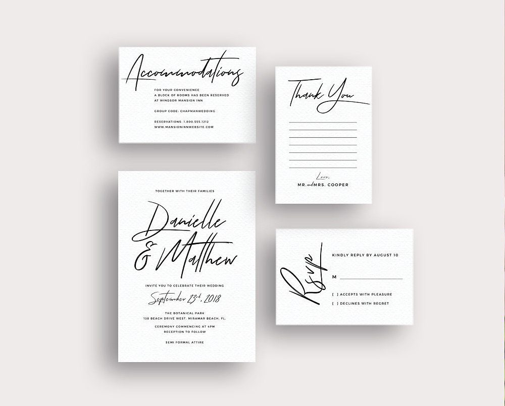 简约婚礼邀请函设计套件 Typography brush script invitations插图1