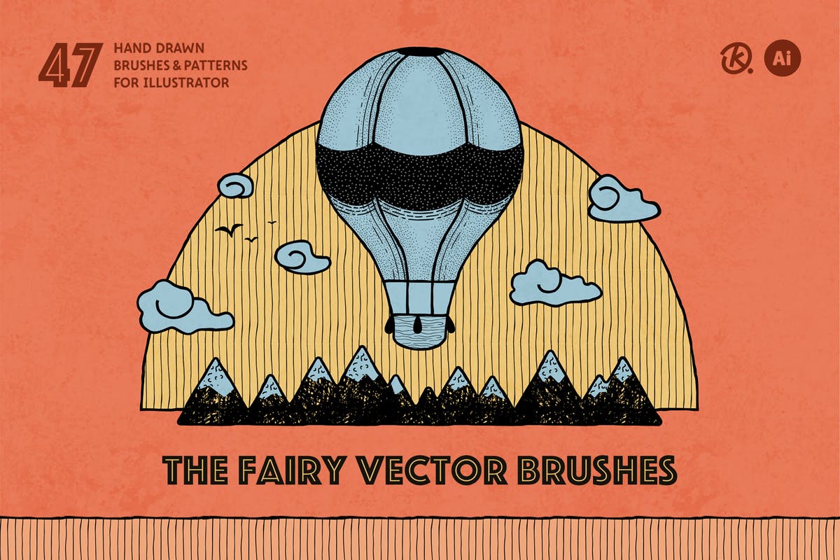 47款手绘画笔&图案AI笔刷合集 The Fairy Vector Brushes插图