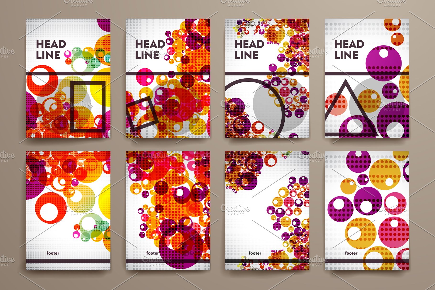 多彩抽象几何杂志画册模板 Colourful brochure templates插图(5)