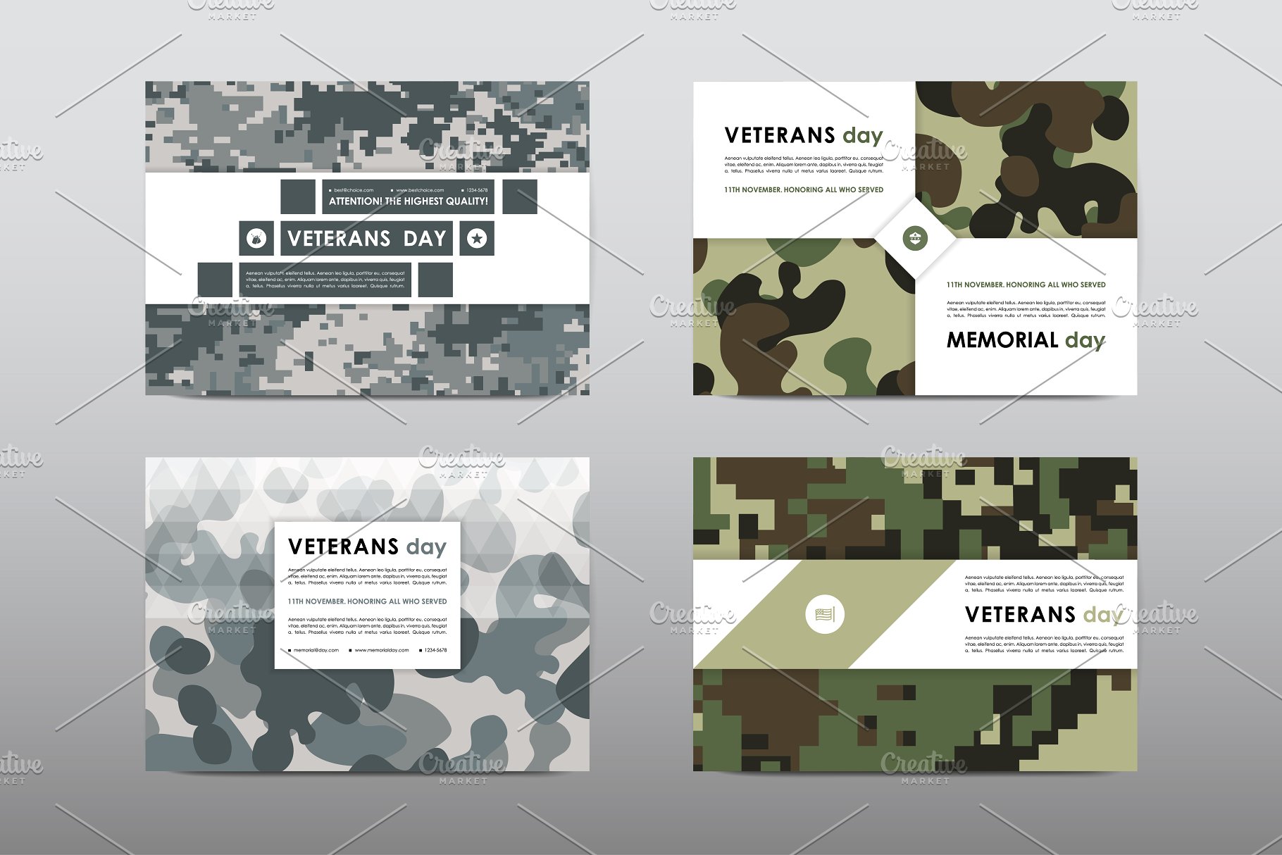 40+老兵节军人宣传小册模板 Veteran’s Day Brochures Bundle插图42