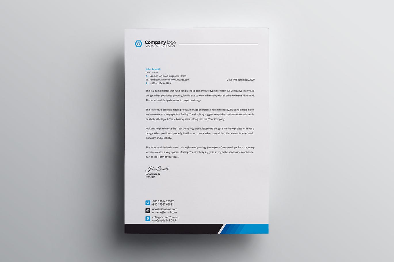 超超超简单企业品牌信纸信笺设计模板 Letterhead插图1