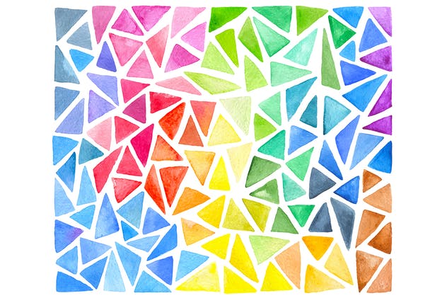 多彩三角形水彩矢量图案设计套装 Watercolor Triangles Design Kit插图2