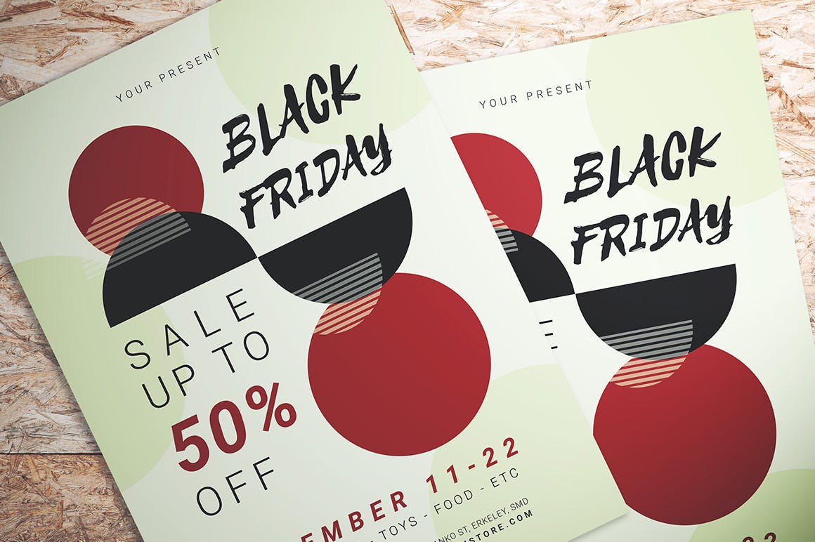 极简主义设计风格黒五购物狂欢节活动海报传单模板 Black Friday Minimalist Flyer插图(1)