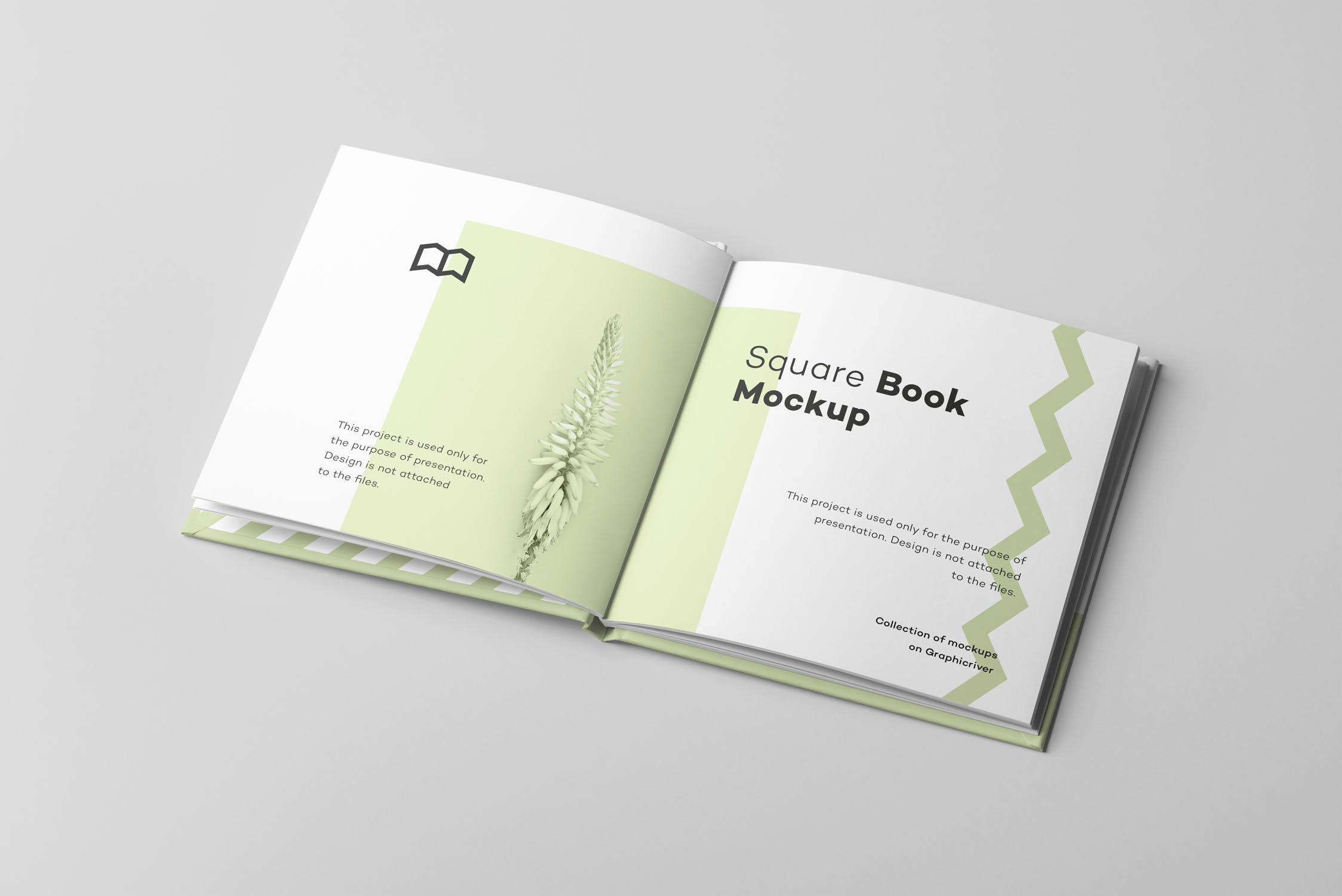 方形精装图书封面&内页版式设计预览样机 Square Book Mock up 2插图(3)