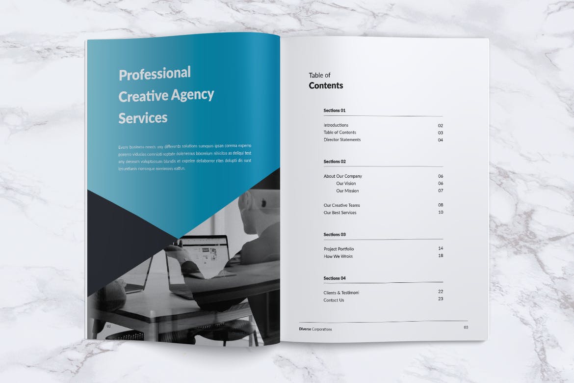 多元化大型公司简介企业画册设计模板 DIVERSE Professional Company Profile Brochures插图1