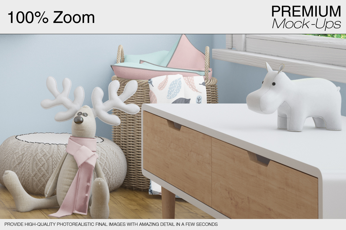 高品质的婴儿床 & 90个相框展示样机下载 Nursery Crib Wall & 90 Frames [psd]插图(18)