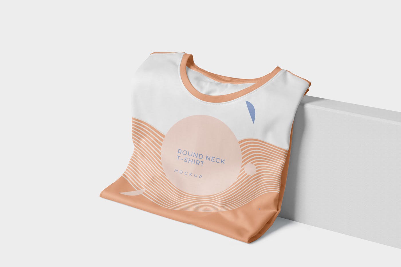 圆领T恤折叠状态印花设计展示样机模板 Folded Round-Neck T-Shirts Mockups插图(5)