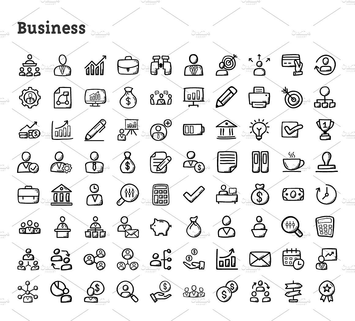 4074枚纯手工绘制涂鸦图标合集 4074 Hand Drawn Doodle Icons插图(14)