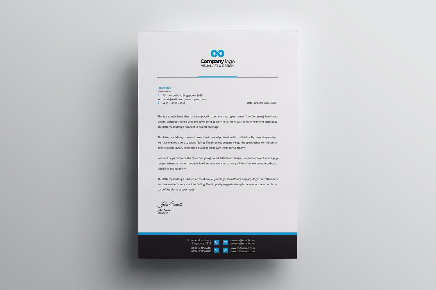 信息科技企业信封设计模板v3 Letterhead插图