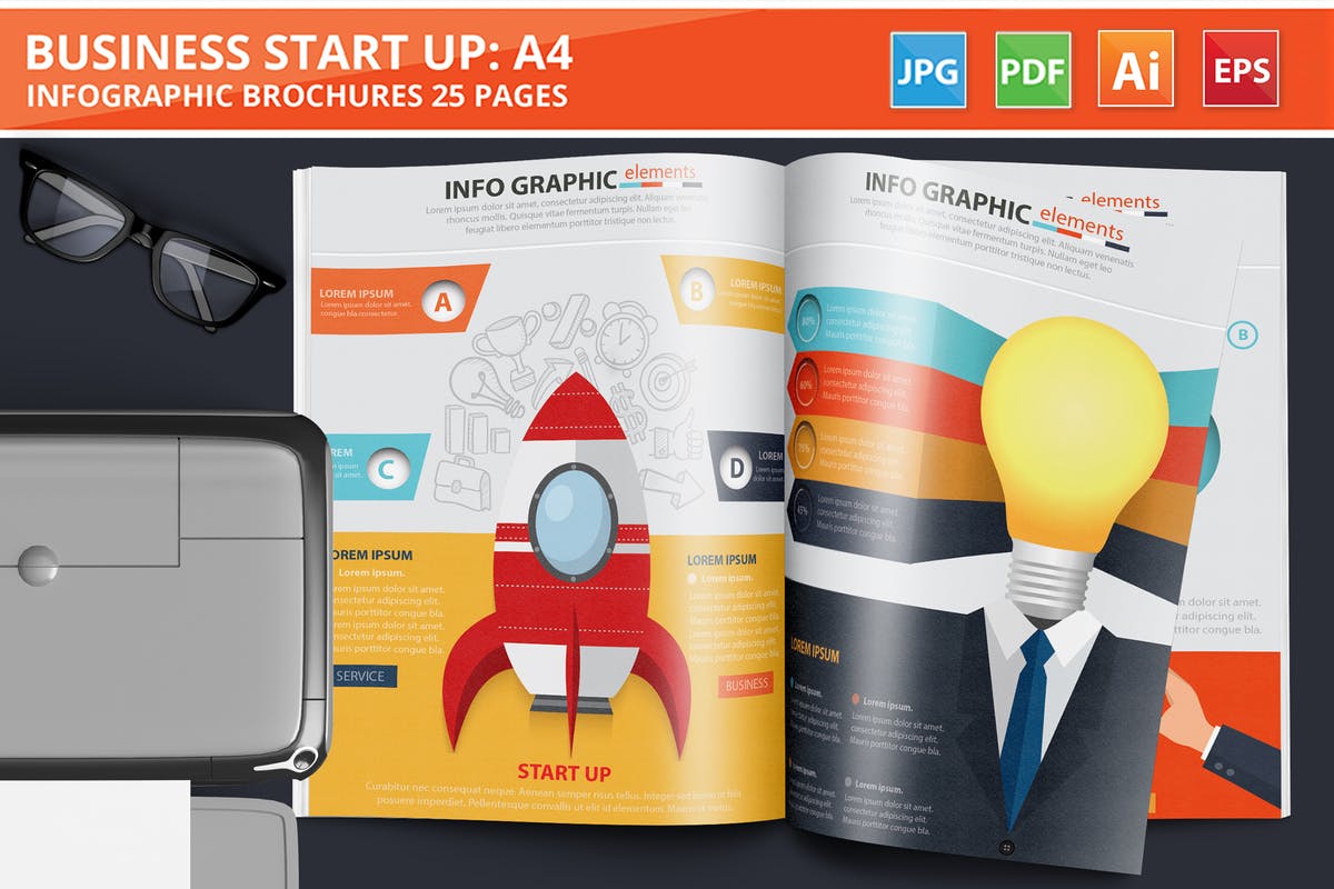 25页商业项目启动信息图表设计模板 Business Start Up Infographic Design 25 Pages插图