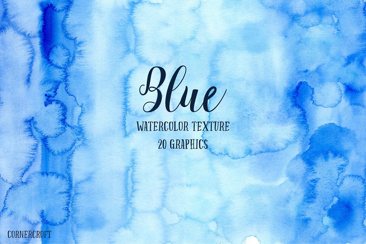 蓝色海洋水彩纹理素材 Watercolor Texture Blue插图
