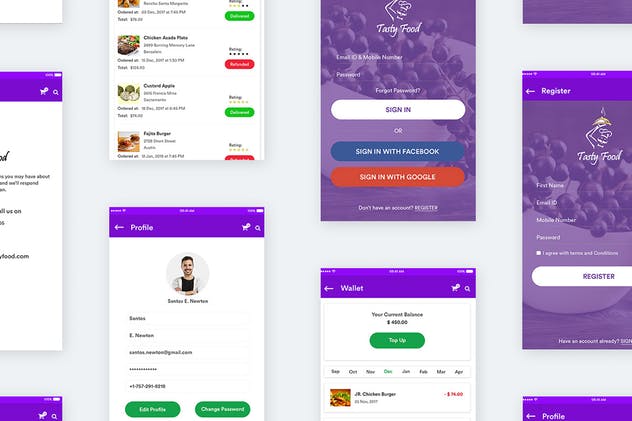 大众点评美团美食点餐手机APP应用UI套件 Tasty Food-Online Food Order Mobile App UI Kit插图(6)