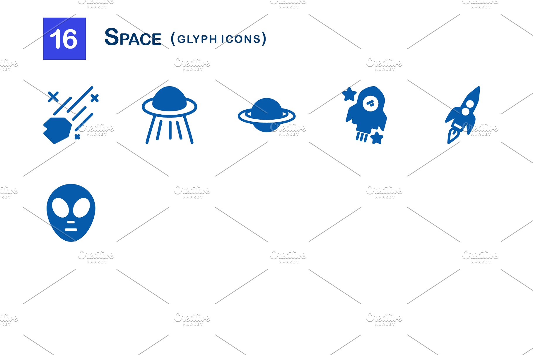 16枚太空主题图标 16 Space Glyph Icons插图1