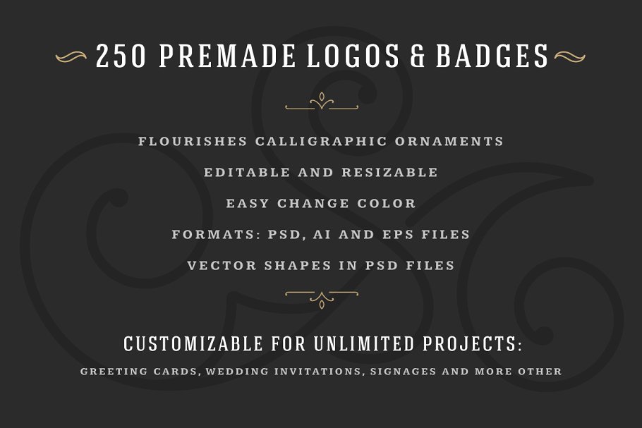 250个复古装饰风格Logo模板 250 ornaments logos & monograms插图(1)