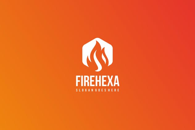 六边形火焰企业创意Logo设计模板 Fire Hexagon Logo插图1