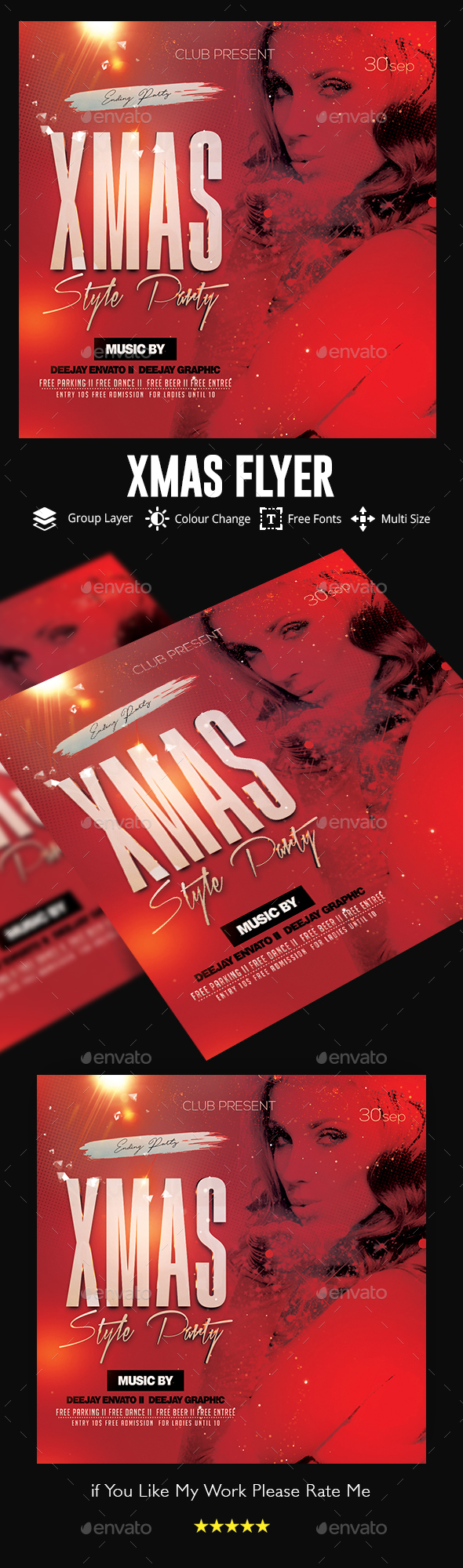 时尚人物风格的圣诞节庆祝海报模板 Christmas Celebration Flyer [psd]插图