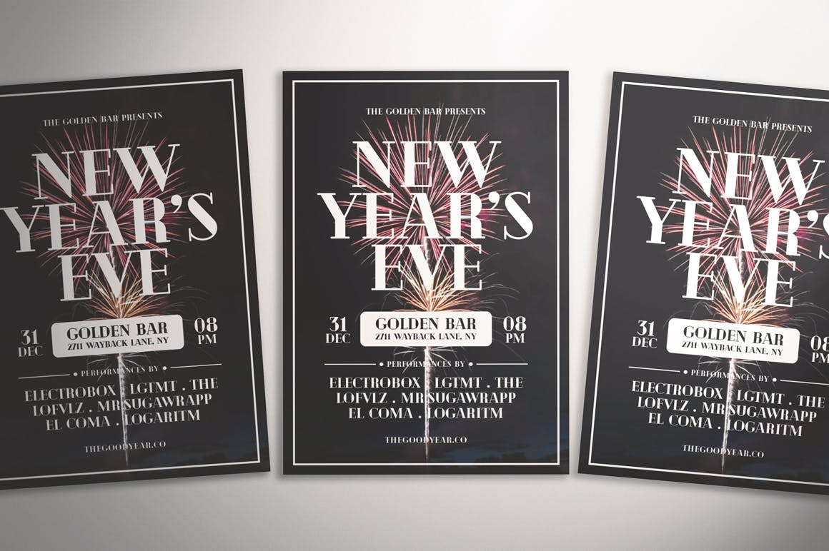 新年前夜倒数活动简约风海报传单设计模板 New Year’s Eve Flyer插图(3)