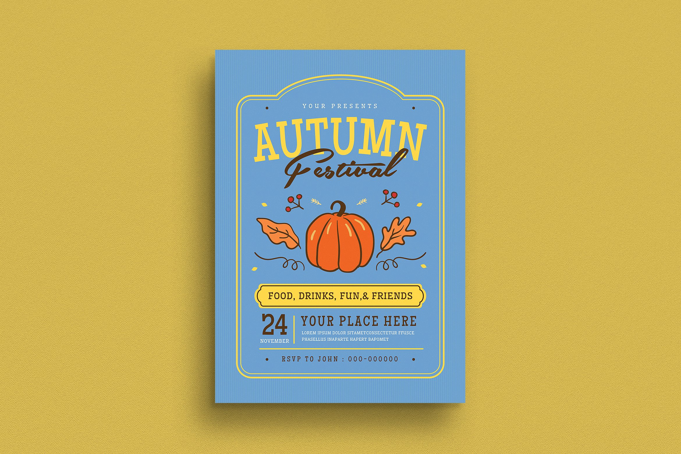 秋季节日聚会宣传单设计模板 Fall Festival Flyer插图(2)