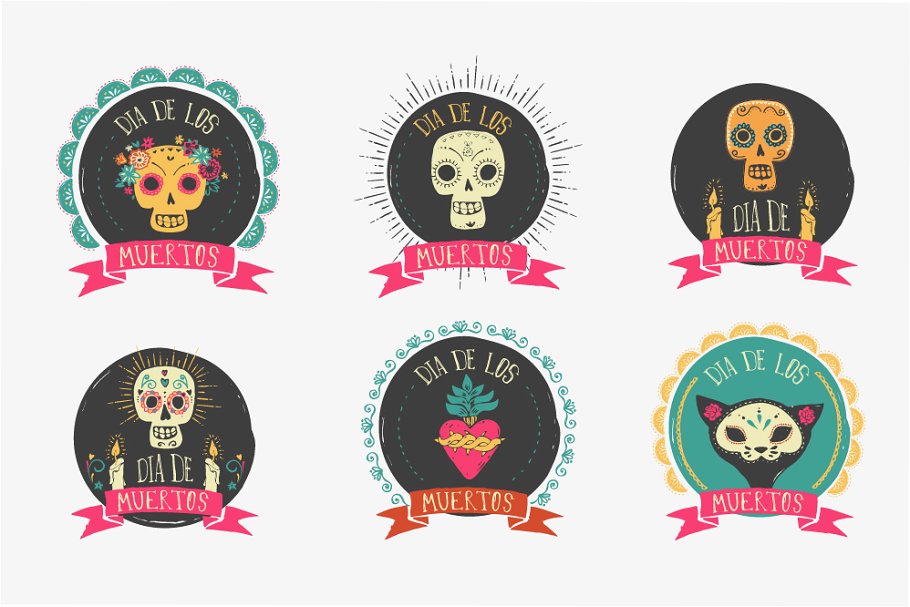墨西哥骷髅涂鸦＆民族元素 Mexico -skull doodles & elements插图(1)