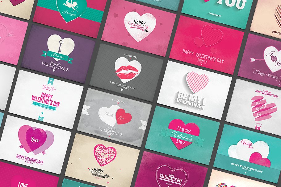 40款情人节主题卡片贺卡模板 40 Valentine’s Day Cards插图1