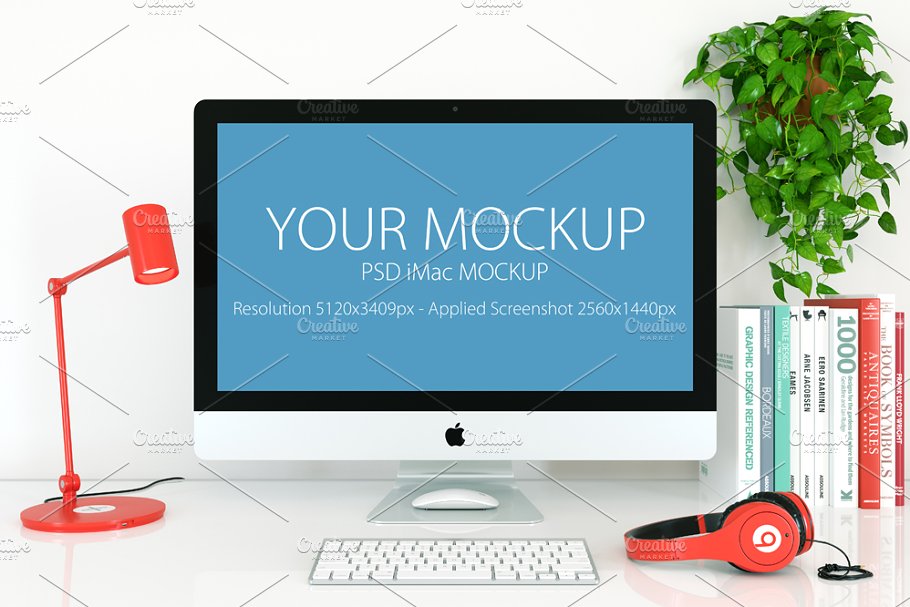 5K分辨率iMac实景场景样机模板 iMac Mockup – 5k – (1 PSD)插图(1)