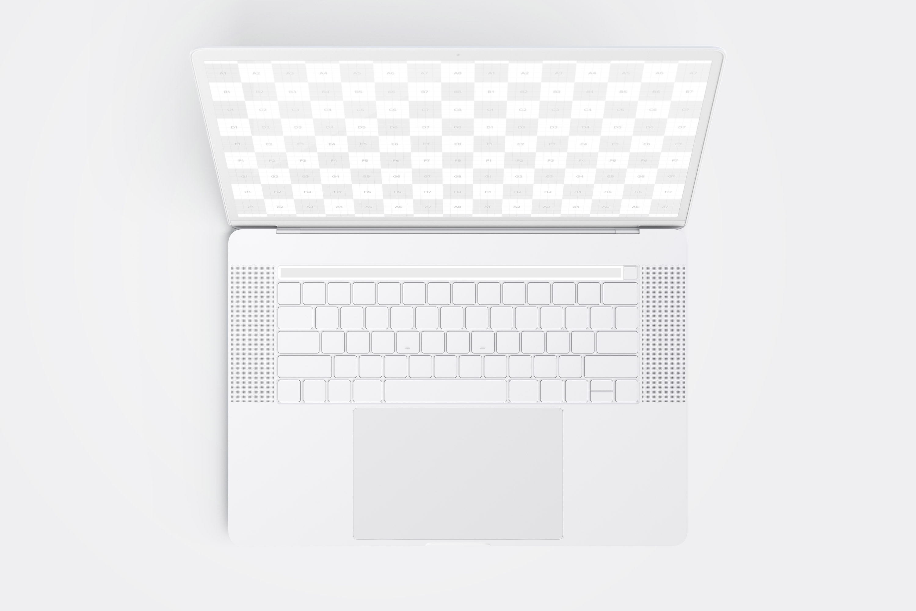 MacBook Pro笔记本电脑屏幕界面设计预览顶视图样机 Clay MacBook Pro 15" with Touch Bar, Top View Mockup插图