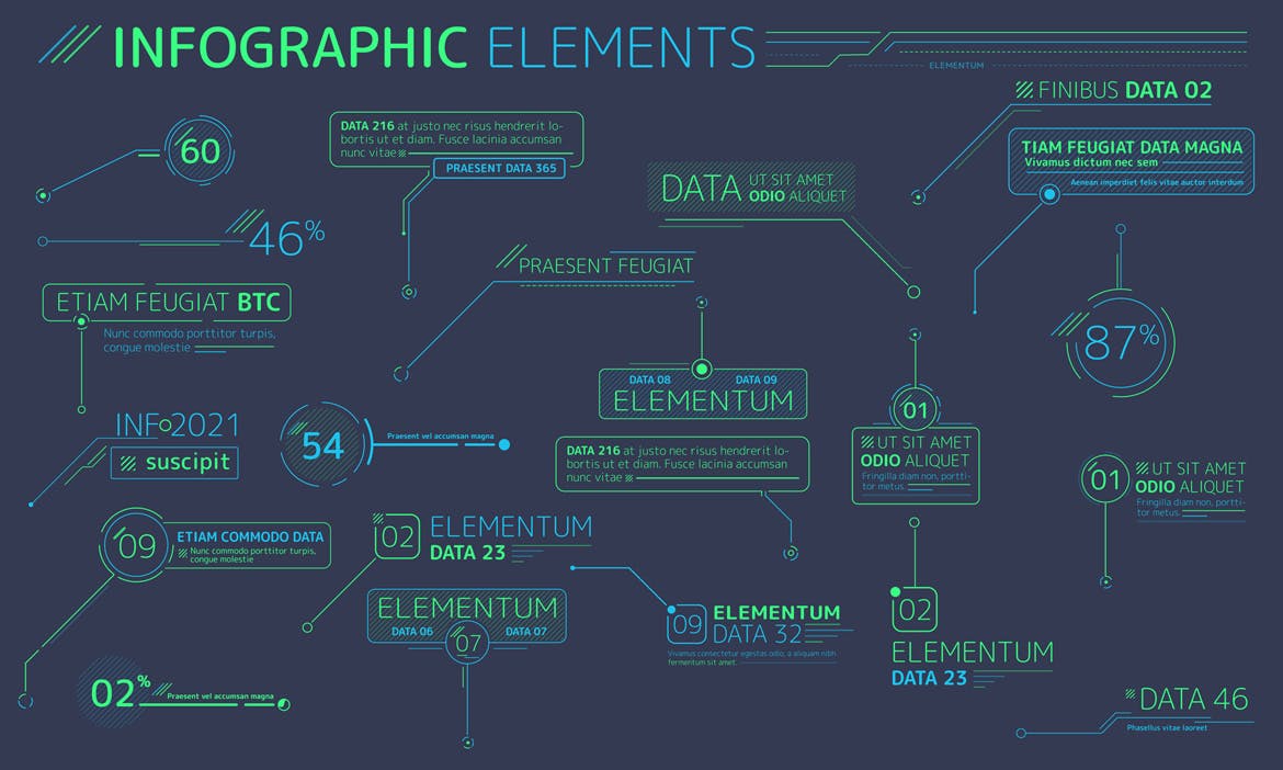 扁平化设计风格信息图表数据演示设计素材 Flat Infographic Elements插图(8)