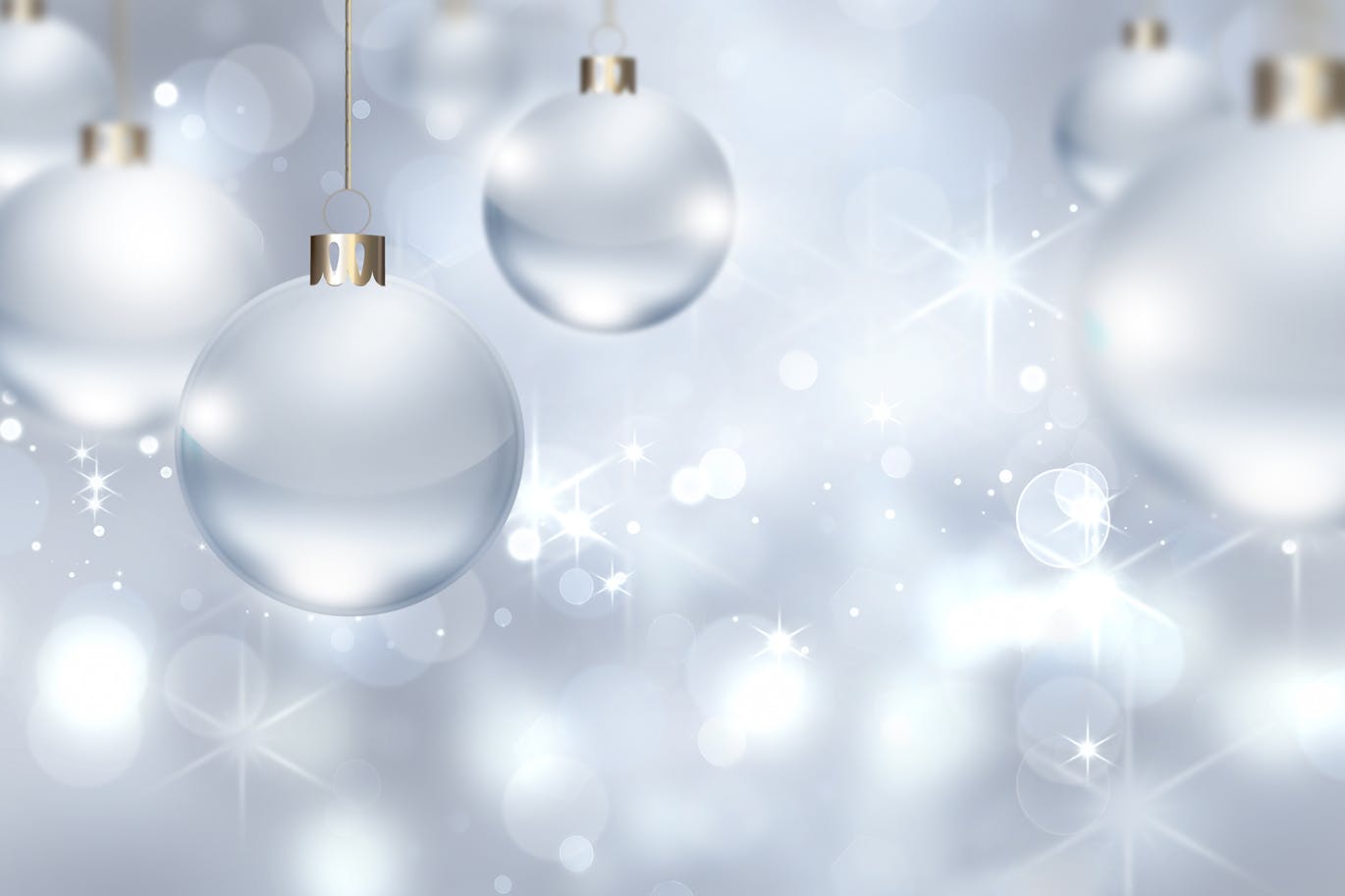 银色圣诞节装饰球高清背景图素材 silver christmas balls插图
