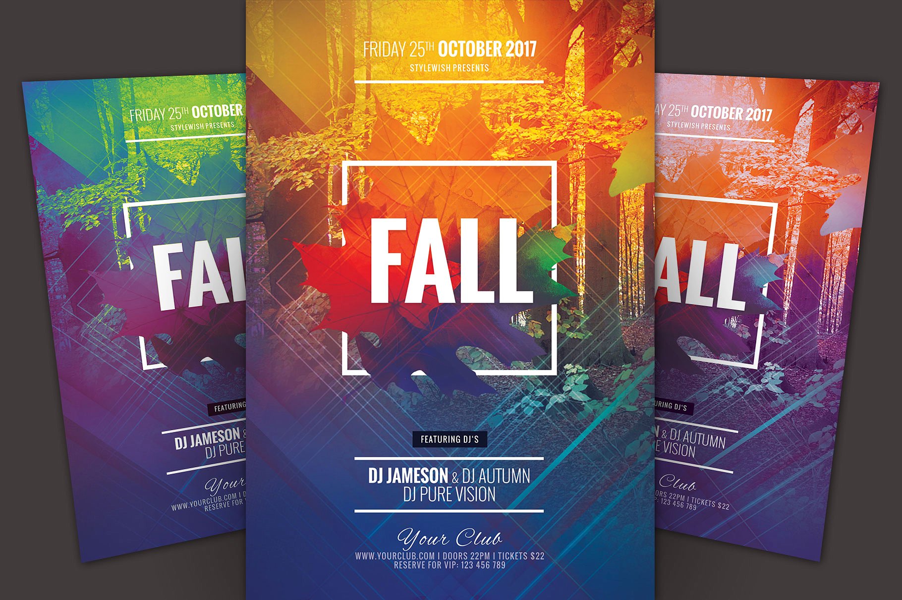 秋天主题色调传单模板 Fall Flyer Template插图