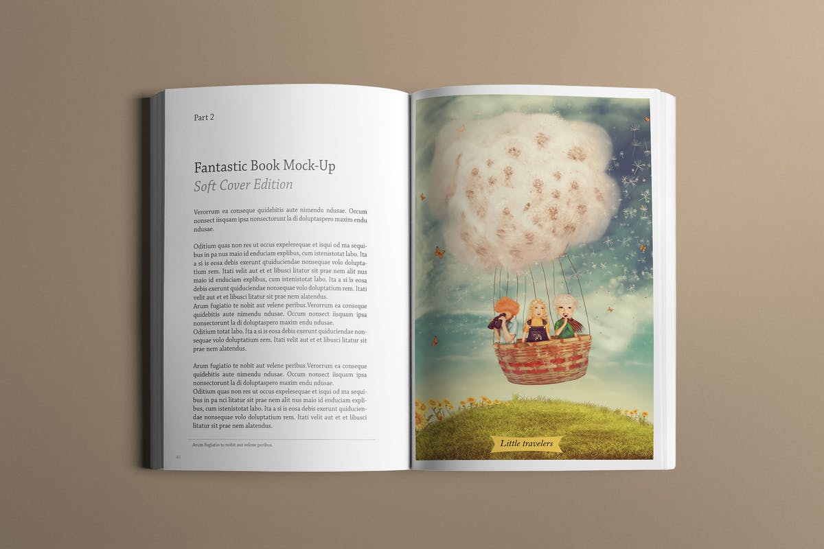 逼真软封面图书印刷品样机 Soft Cover Book Mockup插图