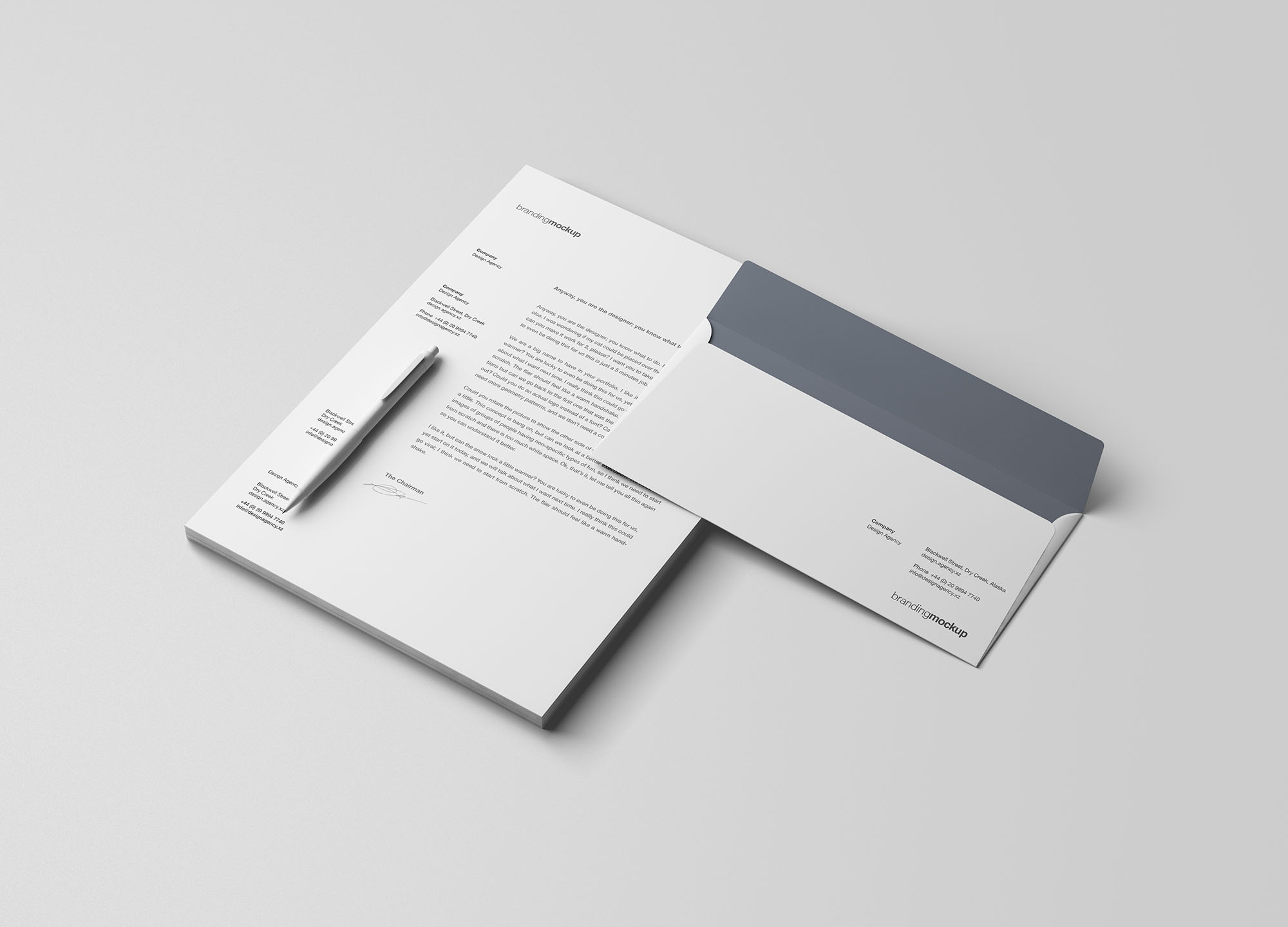 信笺和信封设计品牌样机PSD模板 Letterhead and Envelope Branding Mockup (PSD)插图