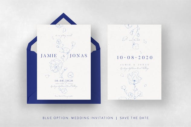 创意特色花卉婚礼邀请函设计素材套装 Sketchy Floral Wedding Suite插图(8)