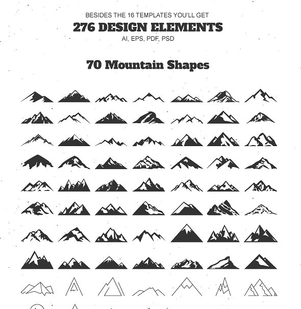 山脉户外复古Logo设计套装 Mountain Outdoor Vintage Logo Kit插图1