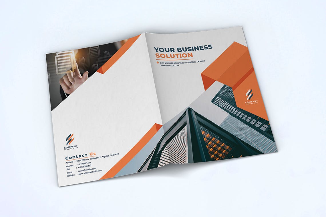 金融/贸易企业对折页宣传册设计模板 Bifold Brochure插图(5)