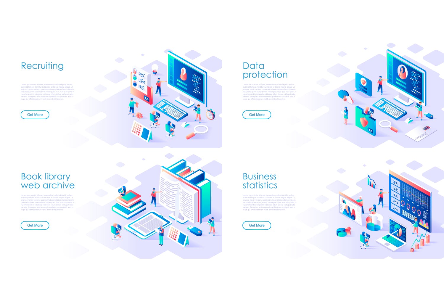 等距扁平化设计概念插画着陆页设计模板 Isometric Flat Design Concept Landing Page插图(5)