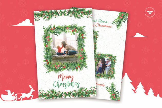 圣诞节庆祝活动贺卡设计模板 Christmas Greeting Card插图1