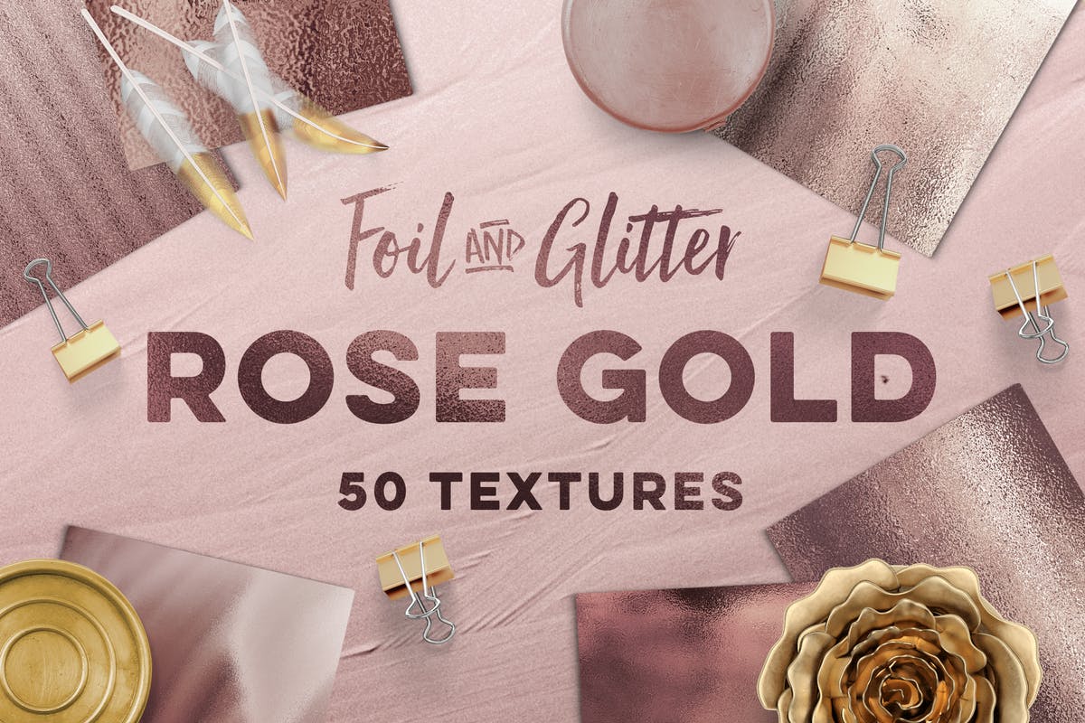 时尚高雅玫瑰金箔纸背景纹理 50 Rose Gold Textures插图