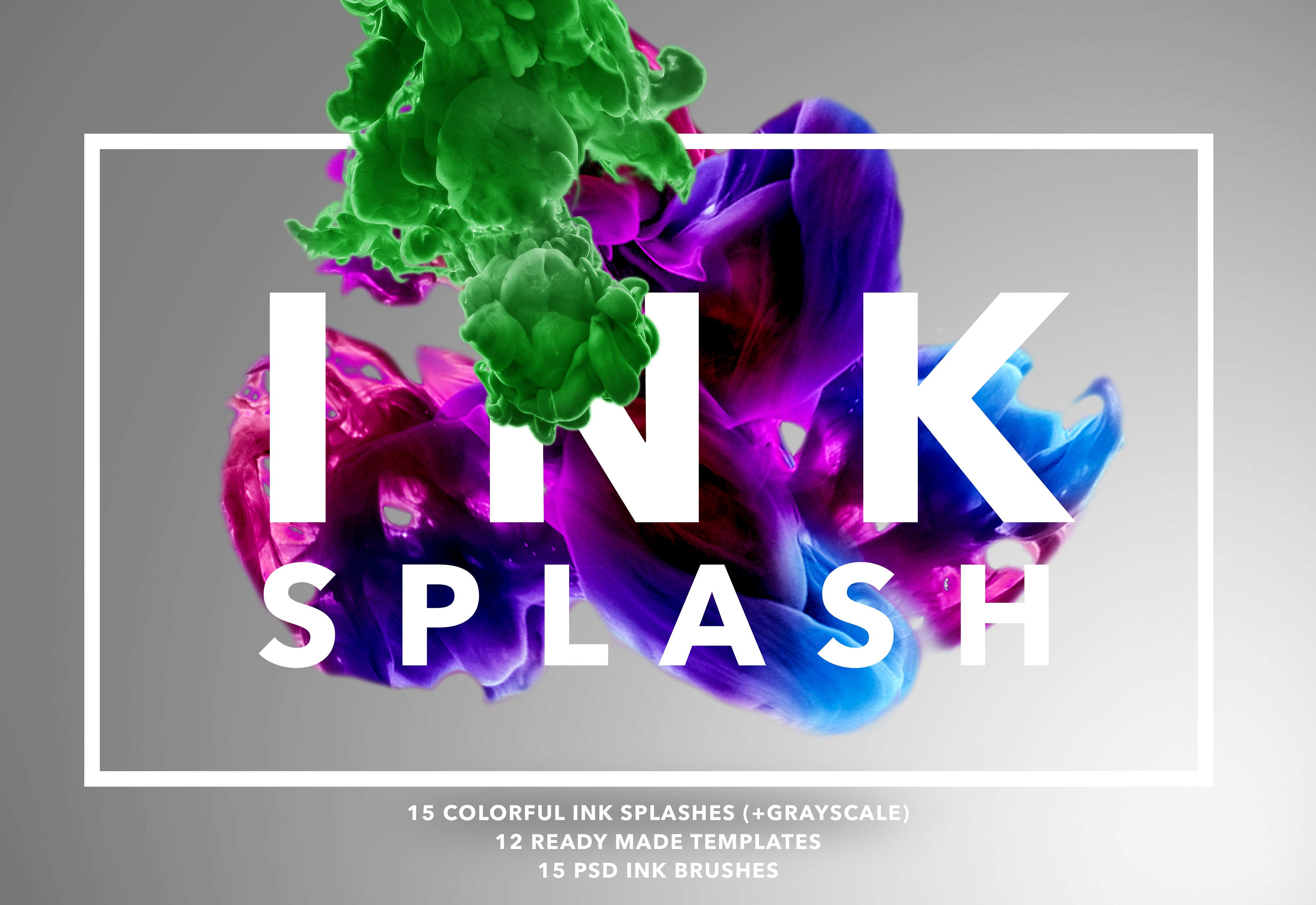 I N K Splash Bundle-漂亮的彩色墨水在水中的状态的PS笔刷下载[psd,png,jpg,abr]插图