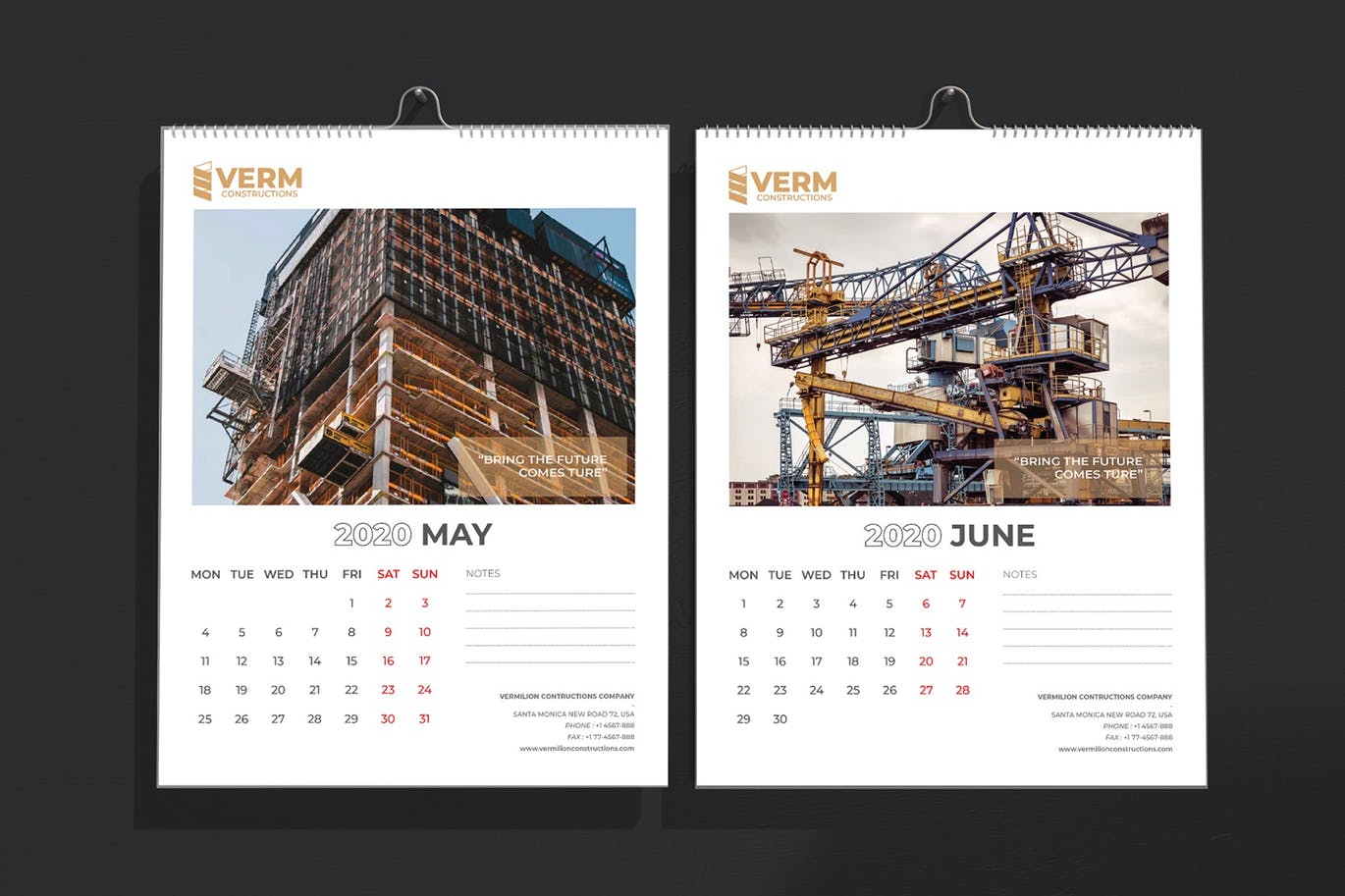 2020年建筑主题台历&挂墙日历表设计模板 Construction Wall & Table Calendar 2020插图5