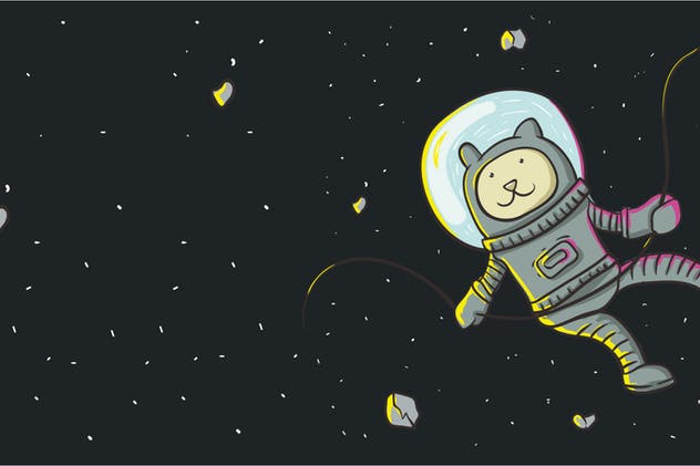 太空宇航员卡通矢量插画设计素材 Catronauts Vector Illustration插图(1)